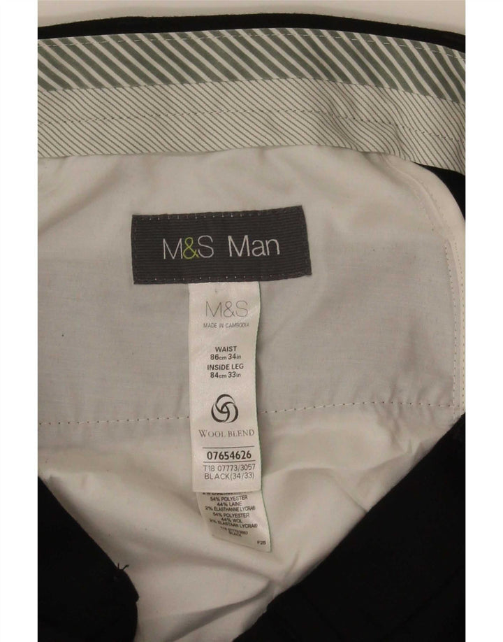 Marks & Spencer muške hlače ravnog odijela W34 L33 crni poliester