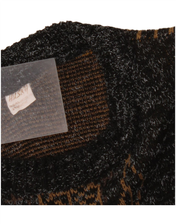 VINTAGE ženski džemper s okruglim izrezom UK 18 XL, crni, flekasti