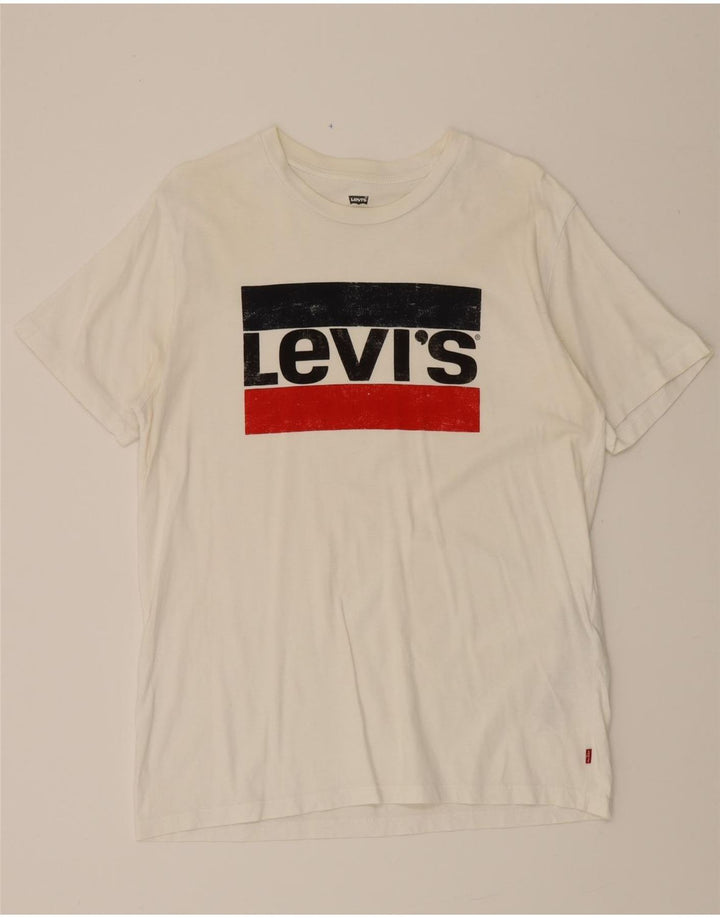 LEVI'S Mens Graphic T-Shirt Top Medium White Cotton Vintage Levi's and Second-Hand Levi's from Messina Hembry 