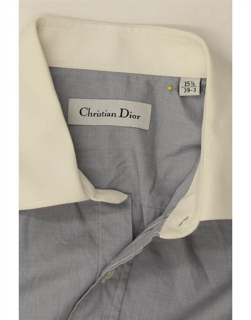 CHRISTIAN DIOR Mens Shirt Size 15 1/2 39 Medium Blue Vintage Christian Dior and Second-Hand Christian Dior from Messina Hembry 