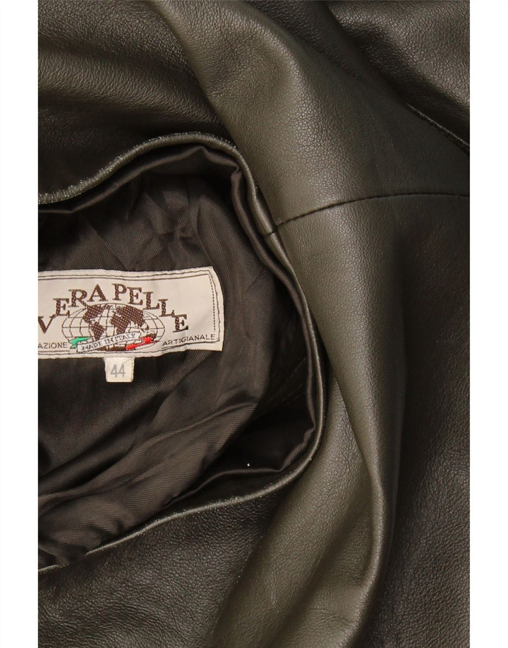 VINTAGE Womens Leather Jacket IT 44 Medium Grey Leather Vintage Vintage and Second-Hand Vintage from Messina Hembry 