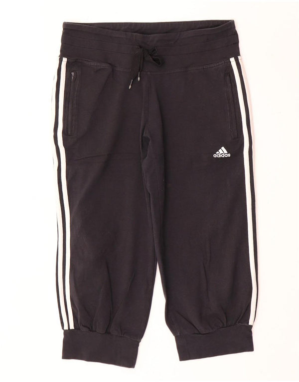 Adidas Ženske Capri Trenirke Hlače Joggers UK 12 Srednje crni pamuk
