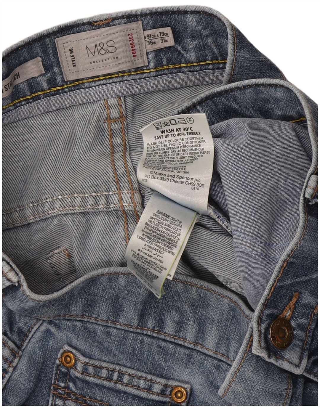 Marks & Spencer muške obične ravne traperice W36 L31 plavi pamuk
