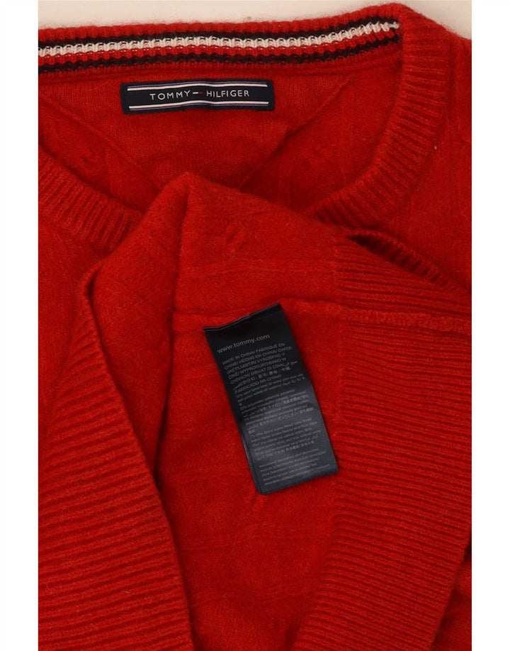 Tommy Hilfiger ženski džemper s okruglim izrezom UK 14 srednje crvene vune