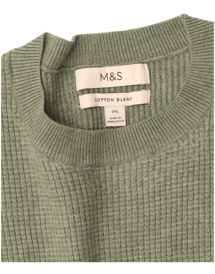Marks & Spencer muški pulover s okruglim izrezom 3XL zeleni poliester