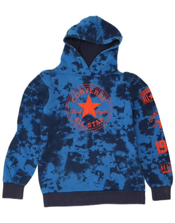 Converse Boys Graphic Hoodie Jumper 12-13 Years Large Blue Tie Dye Cotton