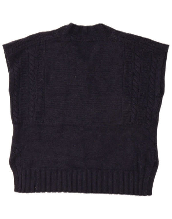 JIGSAW Womens Oversized Vest Tank Top UK 10 Small Navy Blue Wool