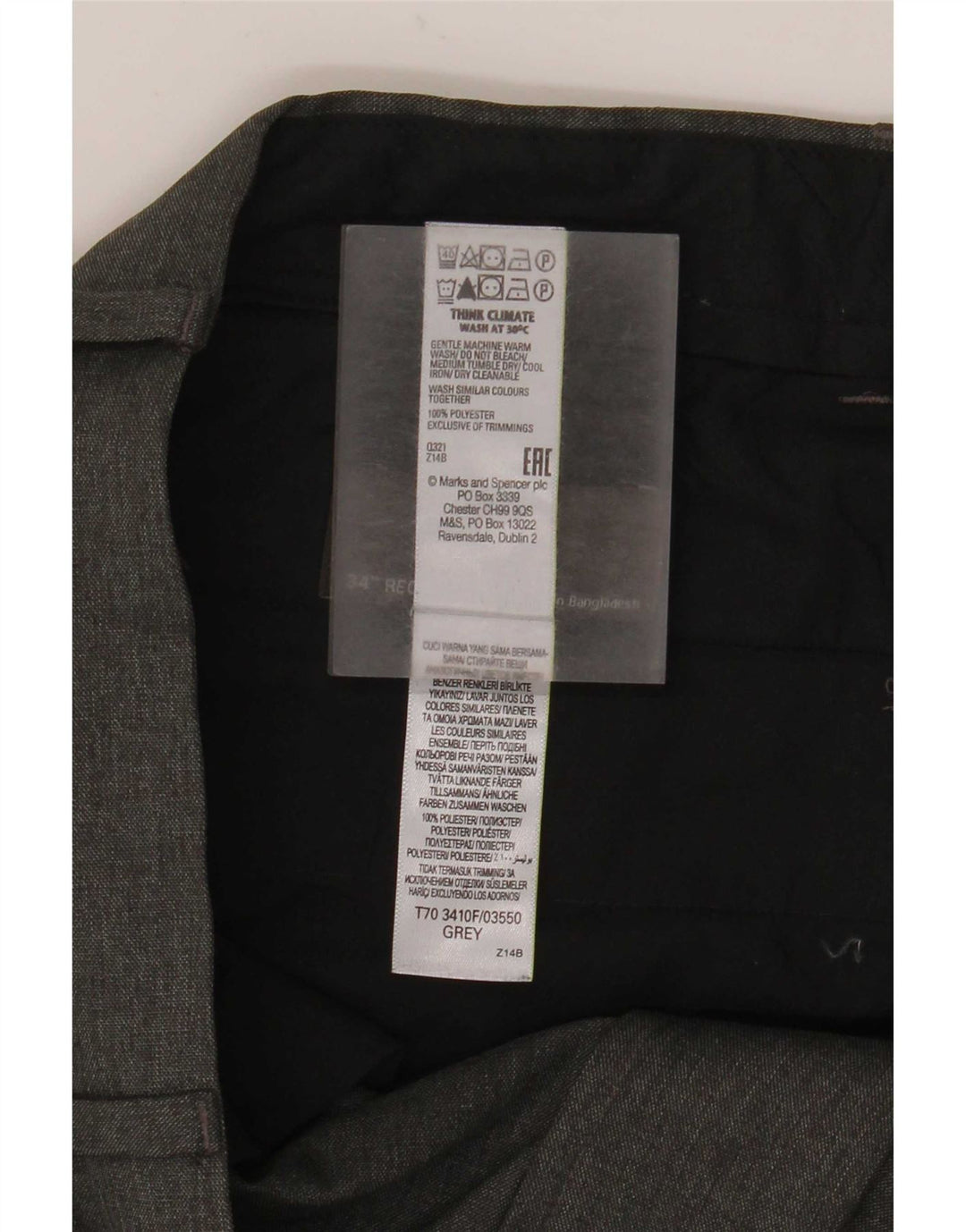 Marks & Spencer muške uske chino hlače W34 L31 sivi poliester