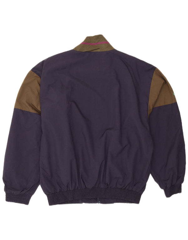 Izod Mens Loose Fit Bomber Jacket UK 36 Small Navy Blue Colourblock Nylon