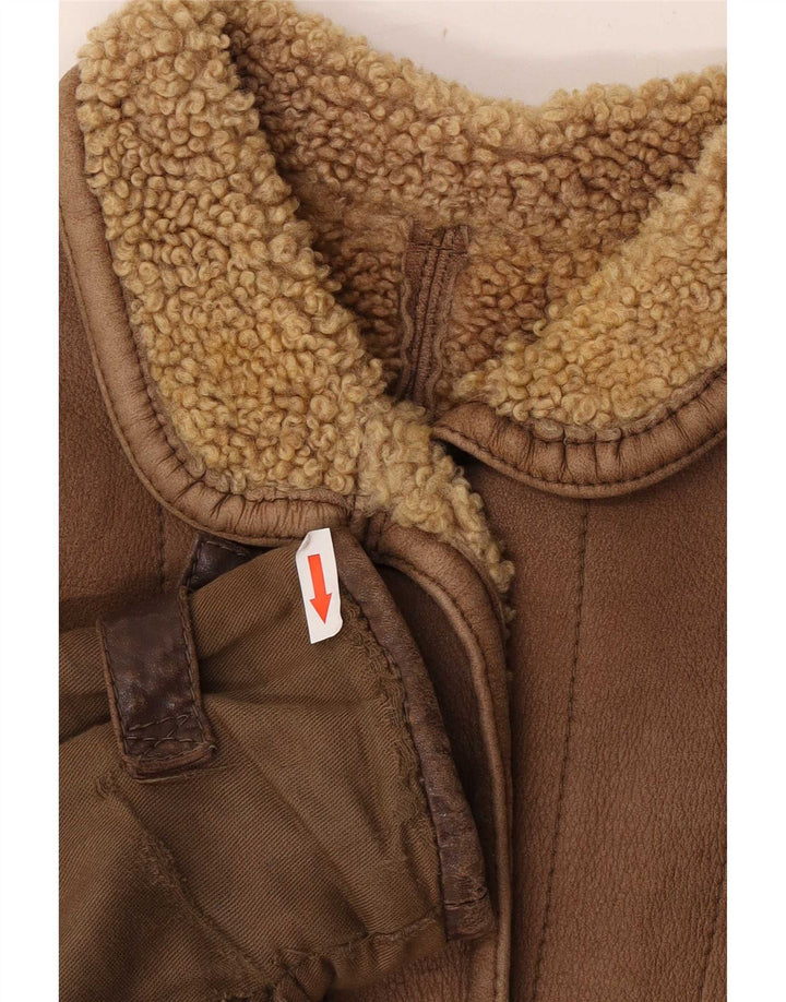 Vintage ženska Sherpa prevelika kožna jakna IT 46 Large Brown
