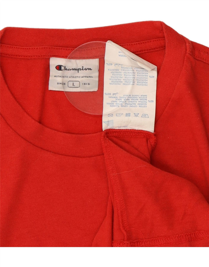 CHAMPION Mens Graphic T-Shirt Top Large Red Cotton