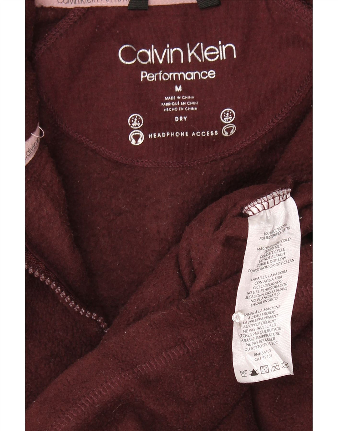 Calvin Klein Ženska grafička flis jakna UK 14 srednje tamnocrvena poliester
