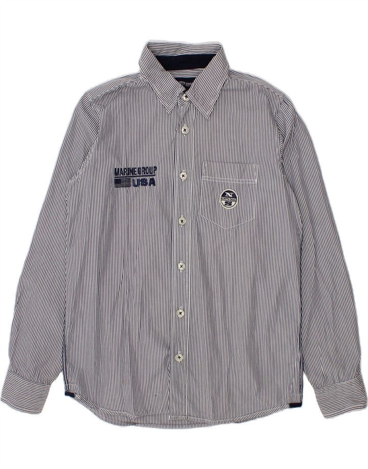 NORTH SAILS Boys Graphic Shirt 7-8 Years Blue Striped Cotton Vintage North Sails and Second-Hand North Sails from Messina Hembry 