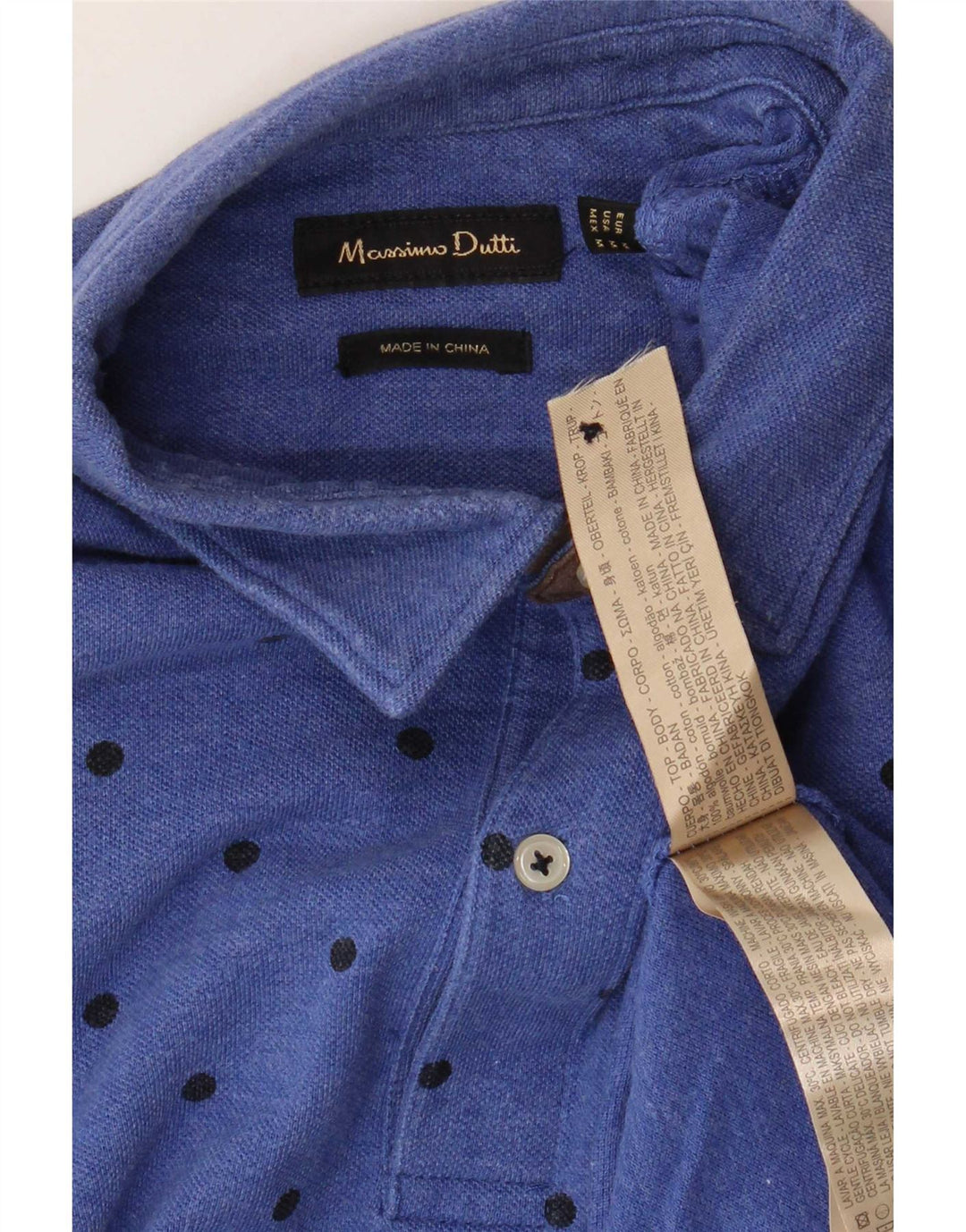 Massimo Dutti muška polo majica pamuk srednje plave točke