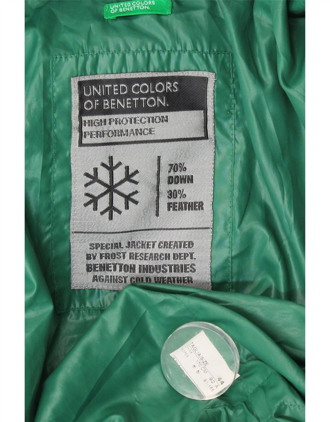 Benetton ženska podstavljena jakna s kapuljačom IT 44 srednje zelene boje od poliestera