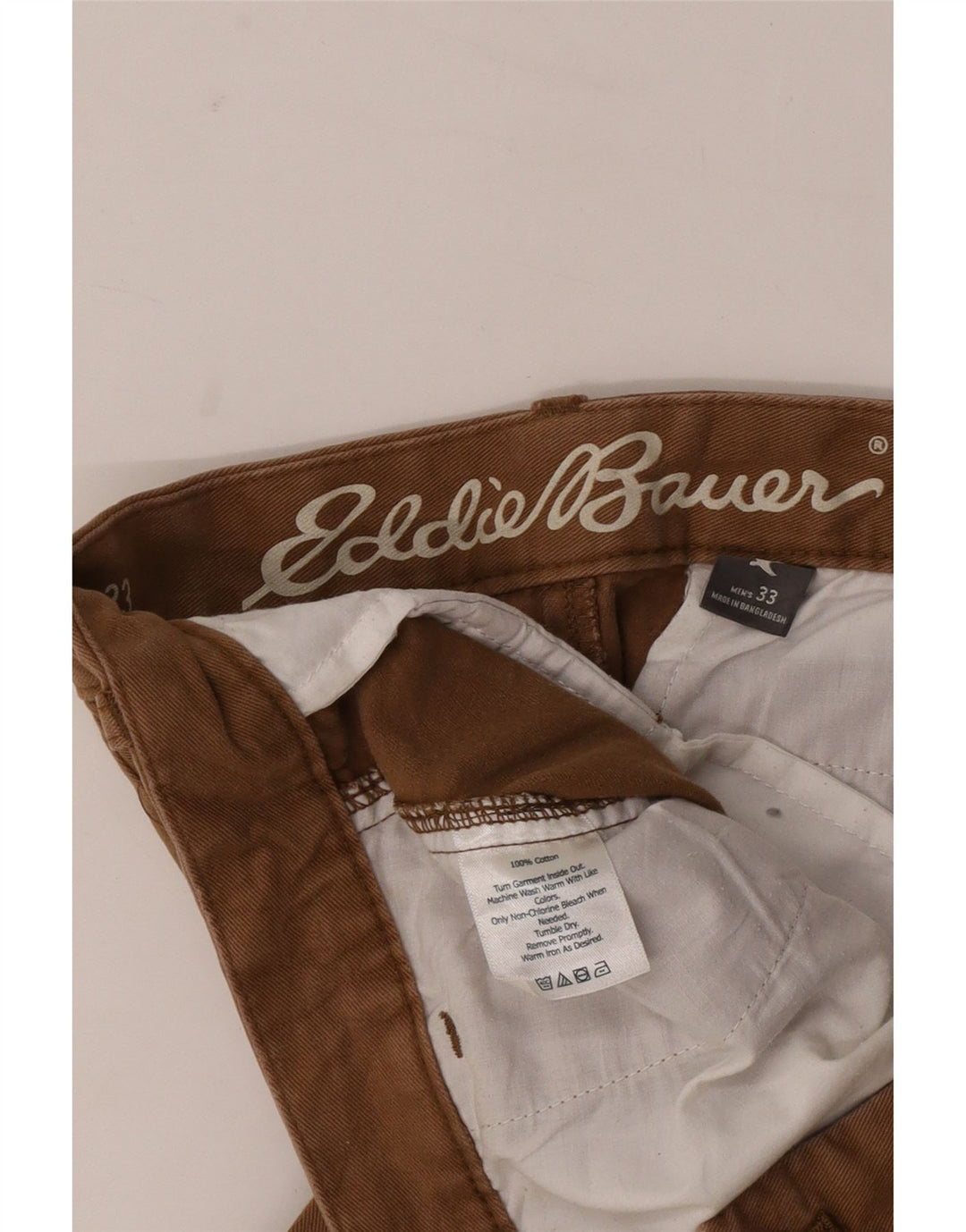 Eddie Bauer Muške chino kratke hlače W33 Srednje smeđi pamuk