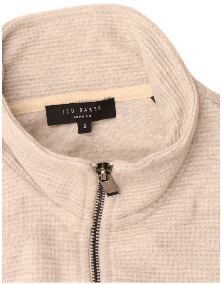 Ted Baker Muška majica s izrezom s patentnim zatvaračem, mali sivi pamuk, veličina 2