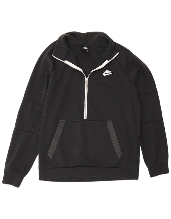 Nike muška majica s izrezom na patentni zatvarač Srednji crni pamuk