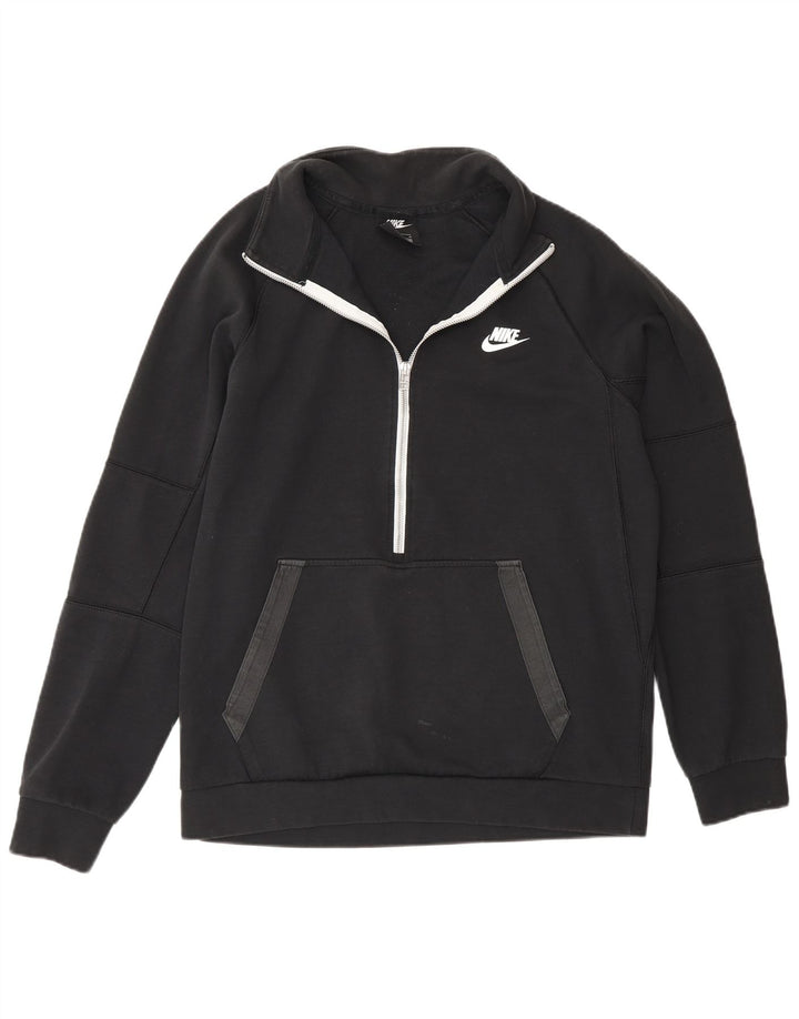 Nike muška majica s izrezom na patentni zatvarač Srednji crni pamuk