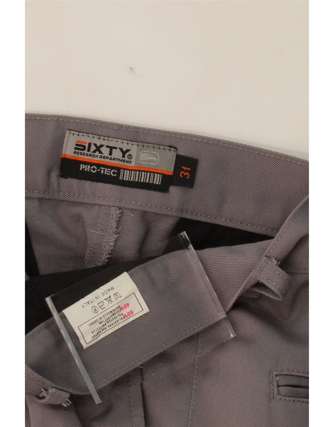 SIXTY Mens Straight Chino Trousers W31 L31 Grey Polyester Vintage Sixty and Second-Hand Sixty from Messina Hembry 