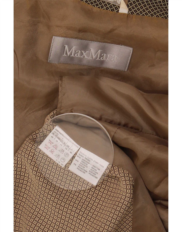 Max Mara ženski sako sa 4 gumba UK 14 Velika smeđa geometrijska viskoza
