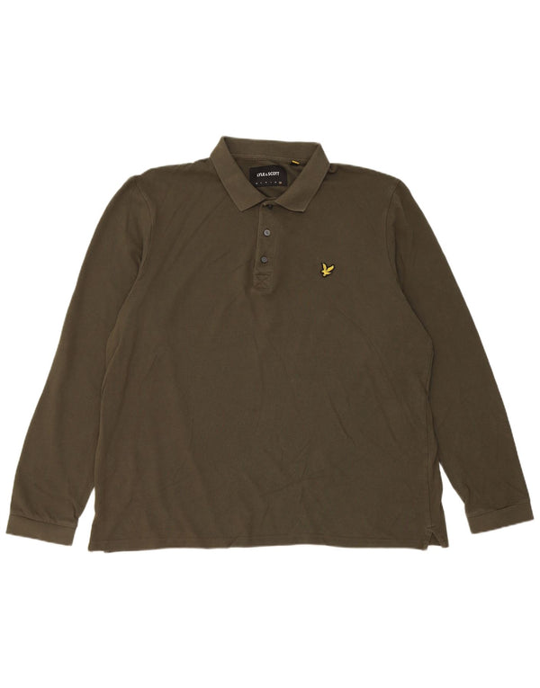 Lyle & Scott muška polo majica dugih rukava 2XL kaki pamuk
