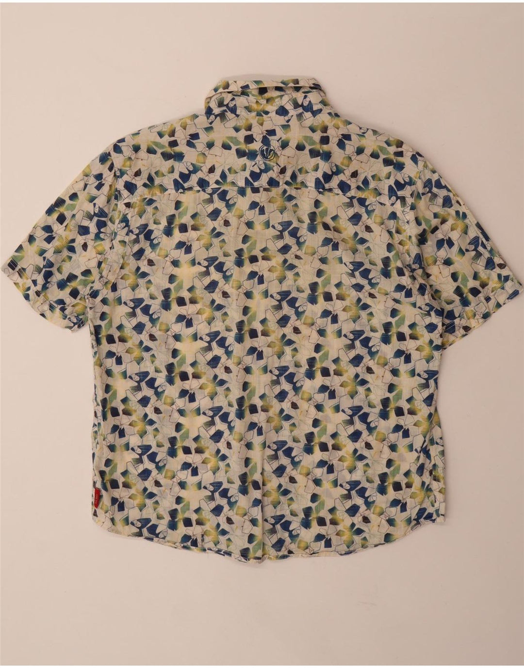 FAT FACE Velika muška košulja kratkih rukava, bijeli geometrijski pamuk