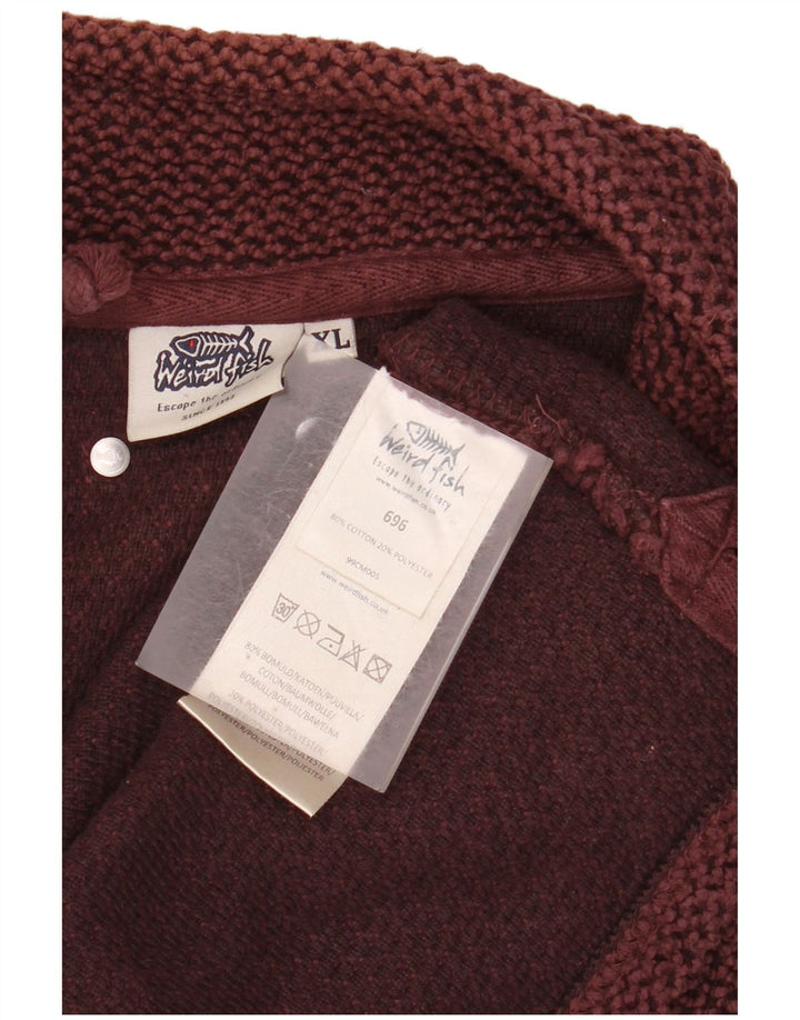 WEIRD FISH Muška majica s izrezom s patentnim zatvaračem XL, tamnocrveni pamuk