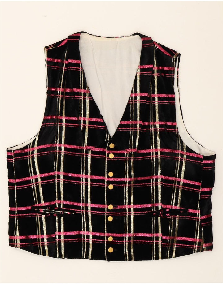 VINTAGE ženski baršunasti prsluk UK 18 XL crni karirani