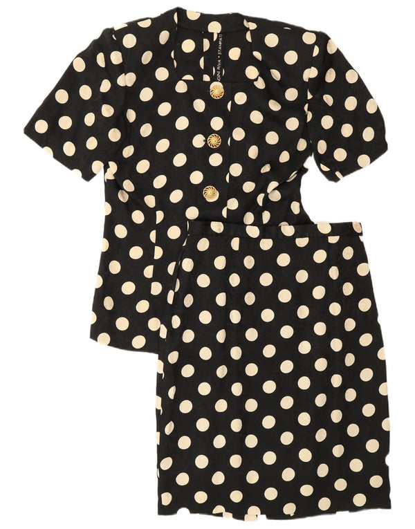 Vintage ženski dvodijelni komplet suknji kratkih rukava UK 12 srednje W28 crna