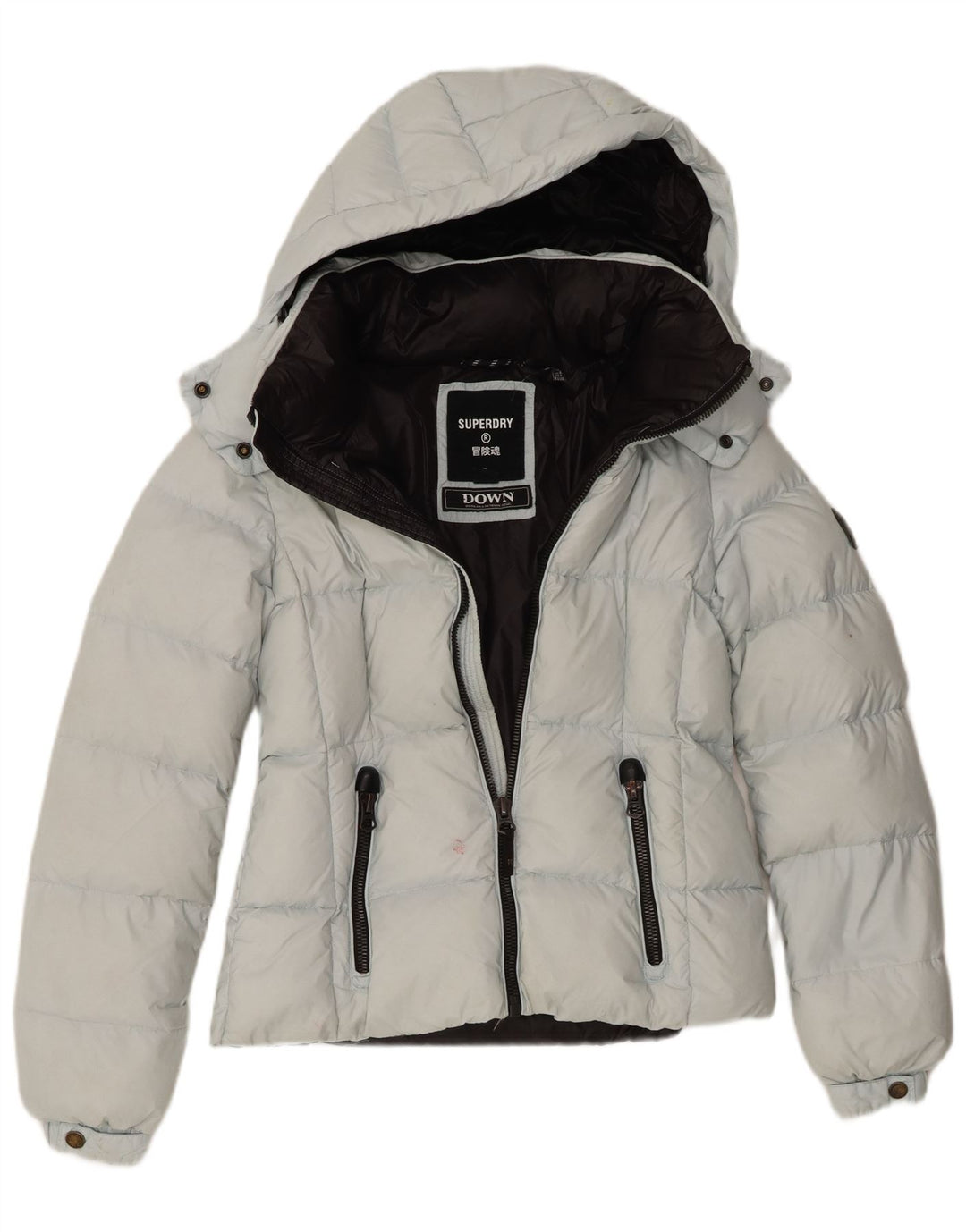 Superdry ženska podstavljena jakna s kapuljačom UK 8 Mali plavi najlon