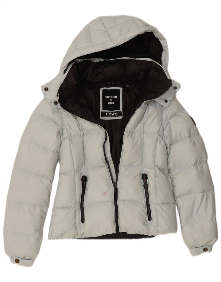 Superdry ženska podstavljena jakna s kapuljačom UK 8 Mali plavi najlon