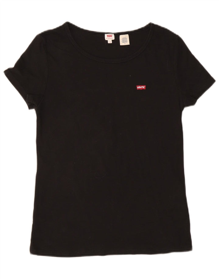 LEVI'S Womens T-Shirt Top UK 12 Medium Black Cotton