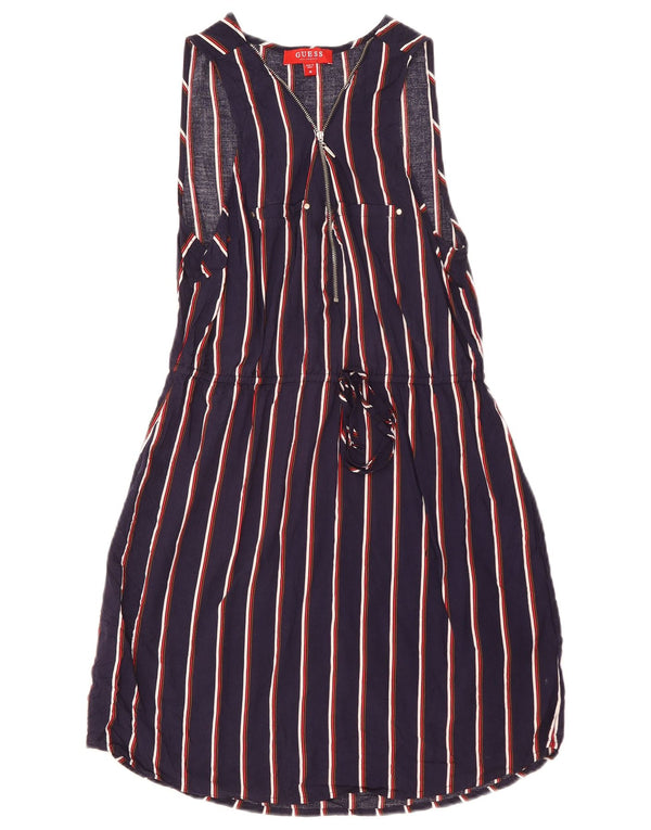 Guess ženska osnovna haljina bez rukava UK 12 Srednja tamnoplava prugasta viskoza