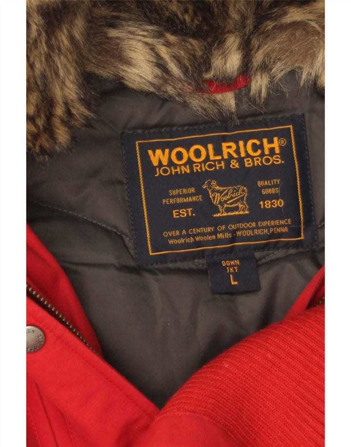 Woolrich ženska podstavljena jakna s kapuljačom UK 14 Veliki crveni pamuk
