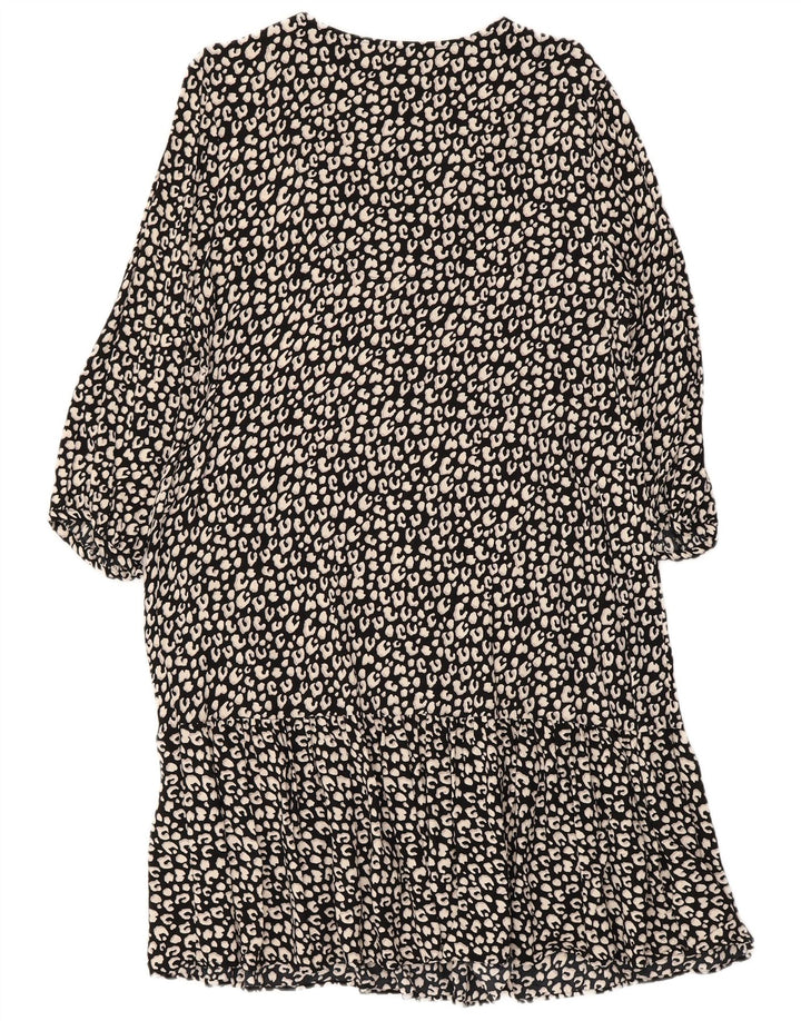 PRINCIPLES Ženska višeslojna haljina 3/4 rukava UK 16 Veliki crni životinjski print