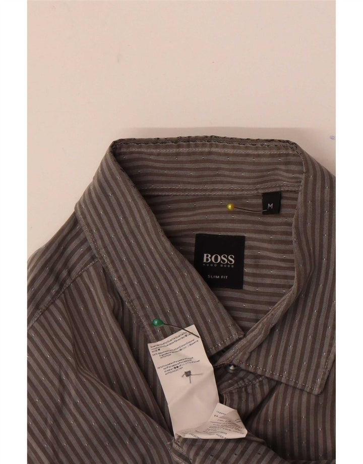 Hugo Boss muška uska košulja srednje sive pruge, pamuk