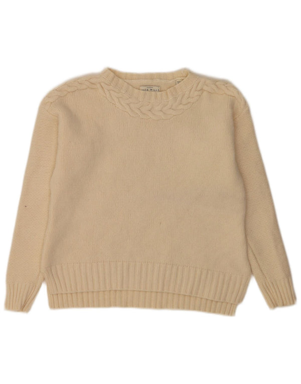 Jack Wills Womens Boat Neck Jumper Sweater UK 10 Small Off White