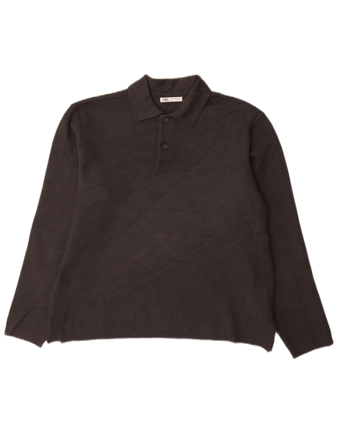 Zara muški pulover s polo izrezom srednje sive boje od viskoze