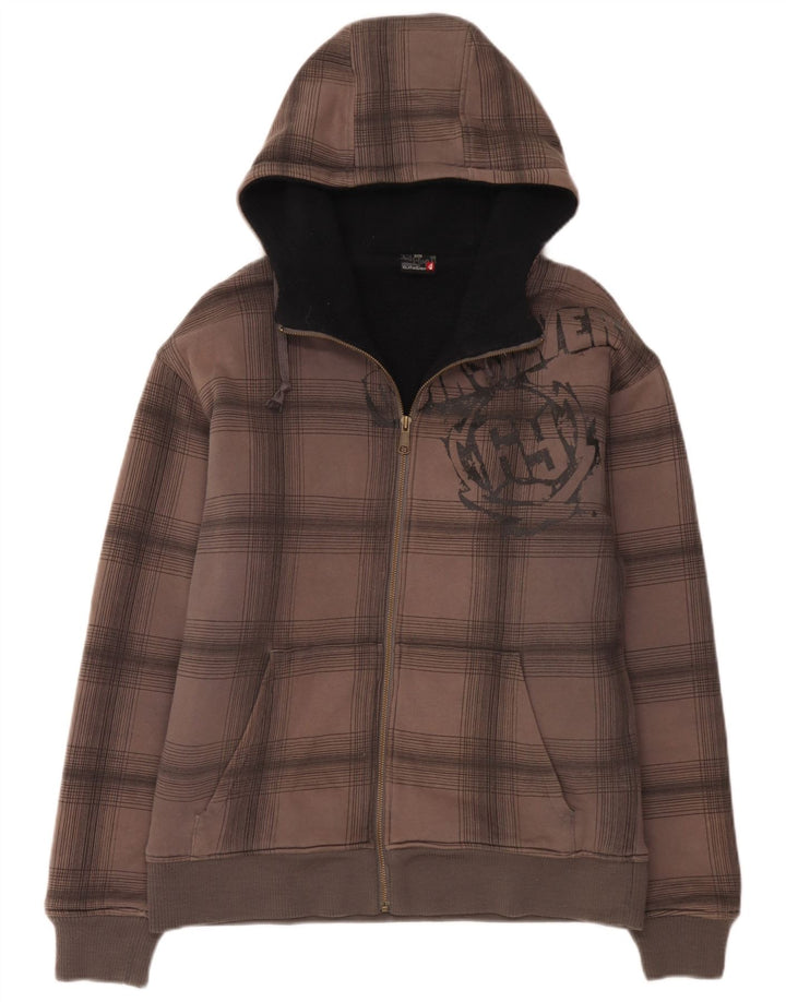 Quiksilver muški pulover s kapuljačom s patentnim zatvaračem, srednje sivi karirani pamuk