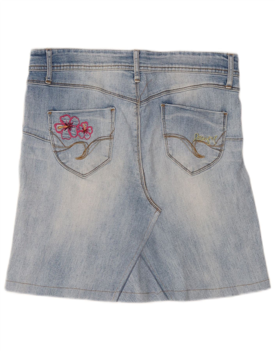 Desigual ženska mini traper suknja s grafičkim motivima W30 srednje plave cvjetne boje