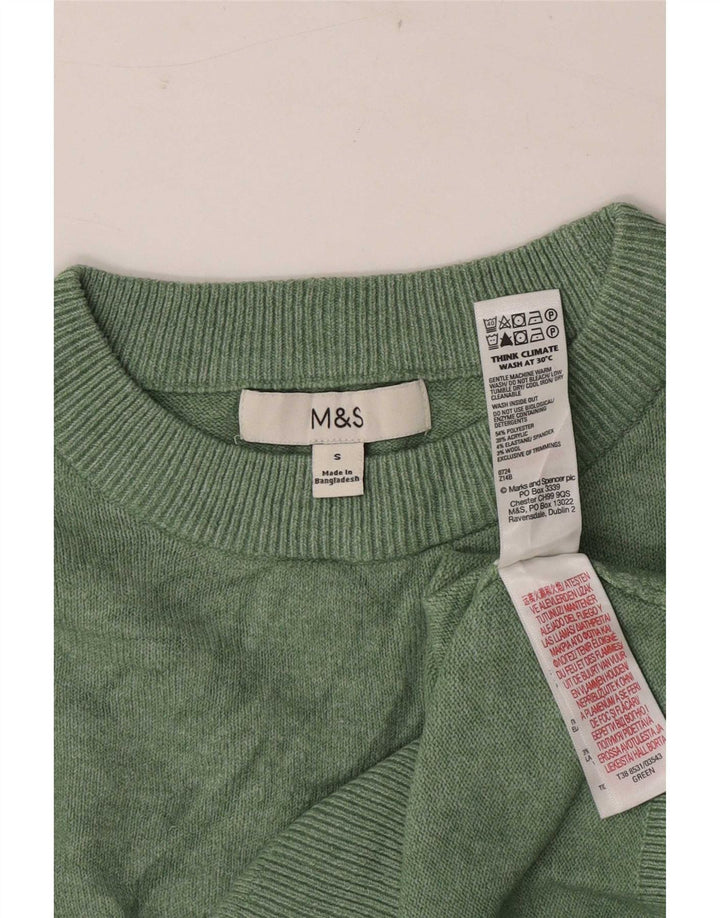 Marks & Spencer ženski džemper s okruglim izrezom UK 10 Mali zeleni poliester