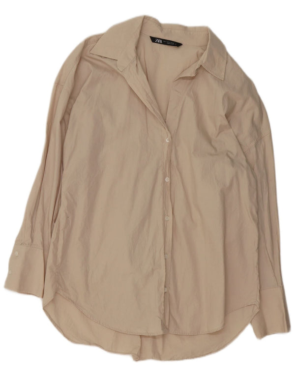 Zara ženska prevelika košulja bluza UK 10 Small Beige