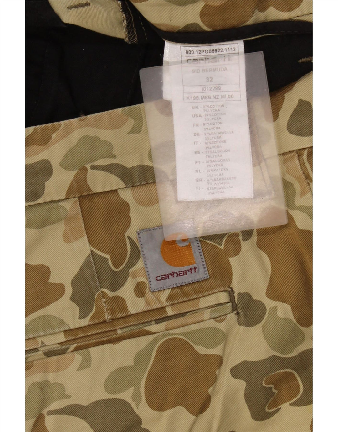 CARHARTT Muške bermuda chino kratke hlače W32 Srednji kaki kamuflažni pamuk