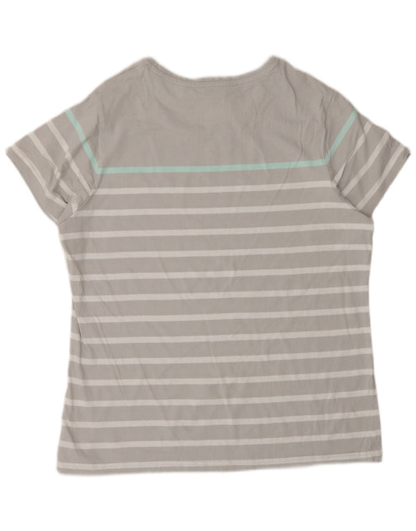 Mountain Warehouse Womens T-Shirt Top UK 18 XL Grey Striped Cotton