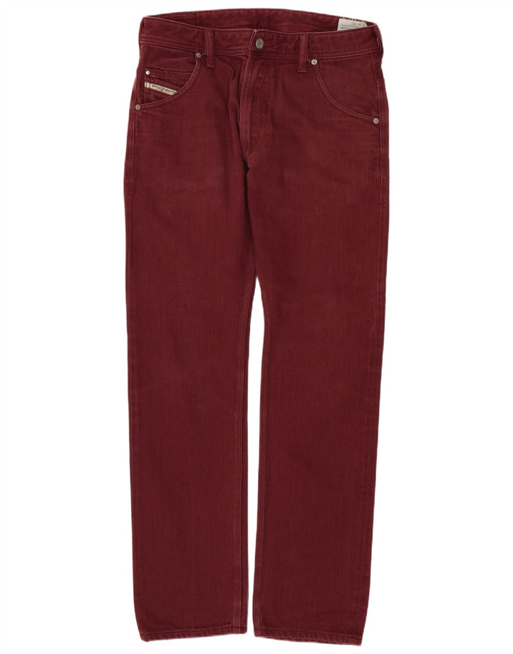 Diesel Mens Krooley Regular Slim Jeans W30 L30 Bordo Pamuk