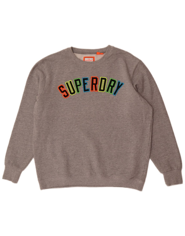 Superdry muški džemper s grafičkim motivima XL, sivi flekasti pamuk