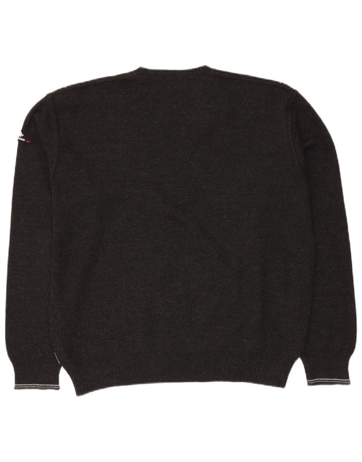 Il Granchio muški džemper s V-izrezom, velika siva nova vunena geometrijska pulover