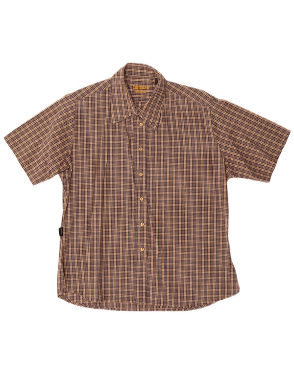 Barbour ženska košulja kratkih rukava UK 14 Veliki smeđi karirani pamuk