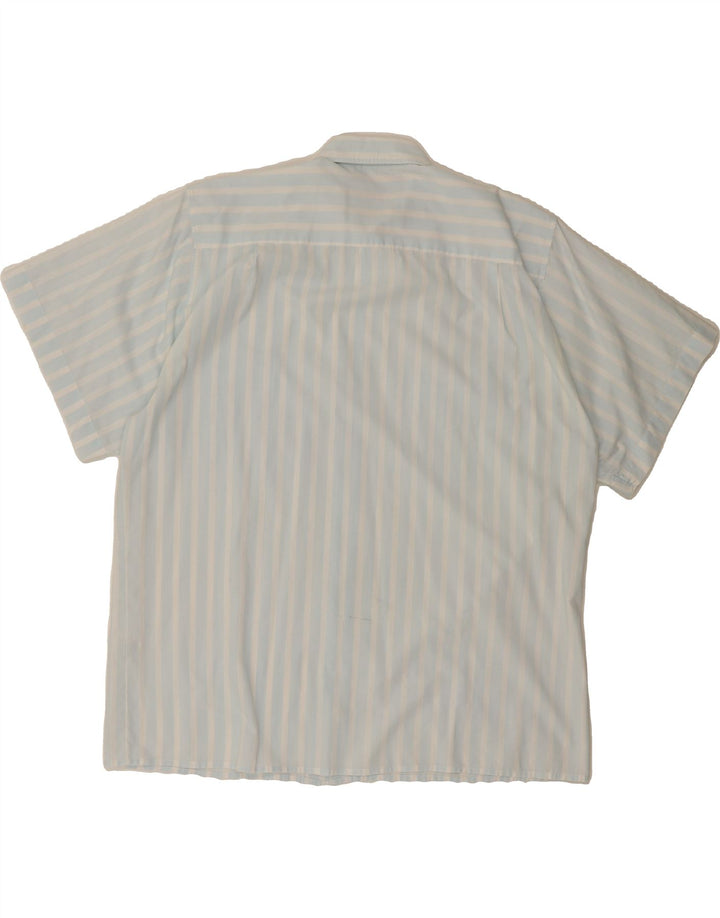 SILVERSTONE Mens Short Sleeve Shirt XL Blue Striped Cotton Vintage Silverstone and Second-Hand Silverstone from Messina Hembry 